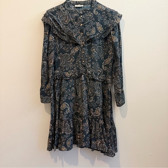 NICHOLAS Paisley Elsie Dress Black Floral Ruffle Short Mini Dress Large 12 1861 - Picture 2 of 11